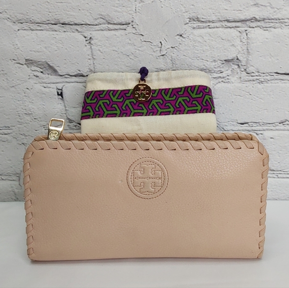 TORY BURCH MARION CONTINENTAL LEATHER WHIPSTITCH DETAIL WALLET & DUST BAG - Picture 16 of 16